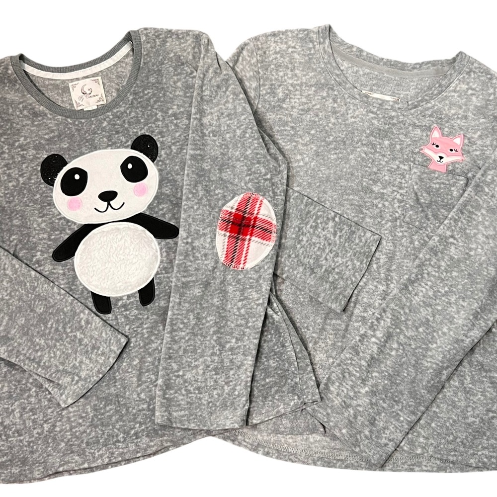 PJ Couture Womens Teen Sleepwear Fleece 2 SHIRTS Soft Cozy Winter Panda‎ Fox LRG